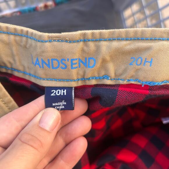 Ll Bean Plaid Flannel Lined Chinos Size 20H - Picture 3 of 5